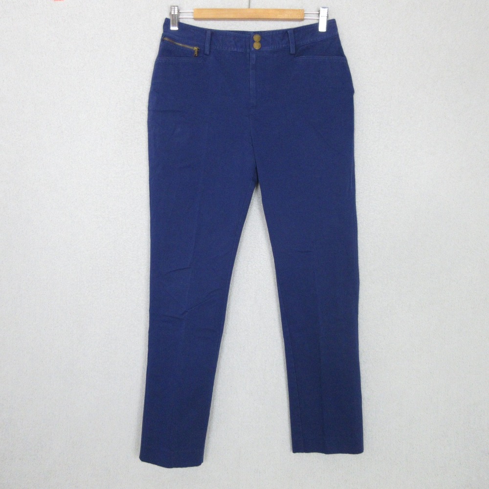 Lauren Ralph Lauren Womens Cobalt Blue Straight Leg Pants Gold Hardware Size 4